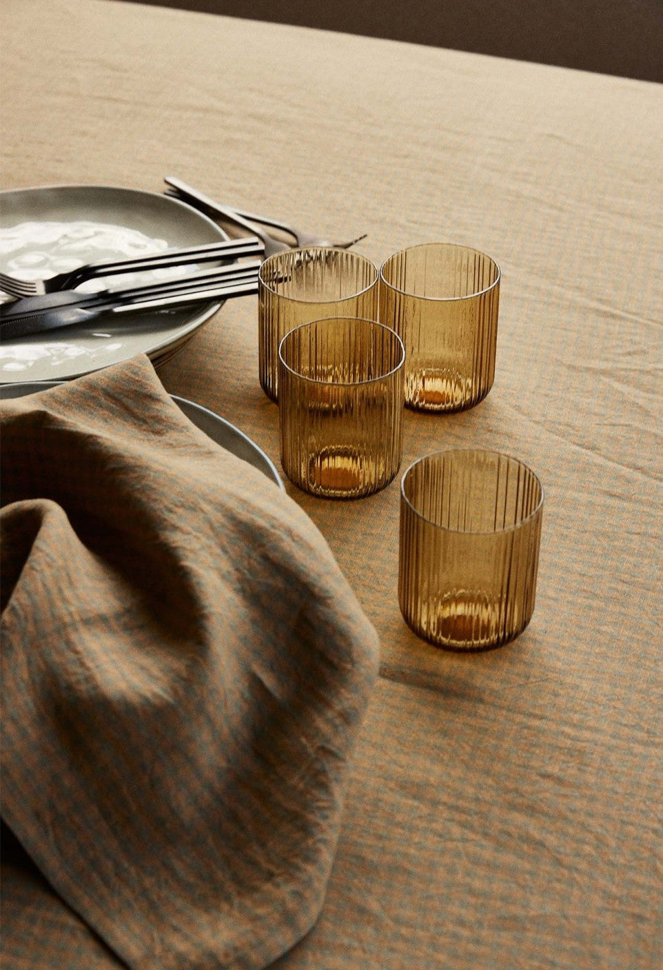 Serviette De Table Vichy Grège