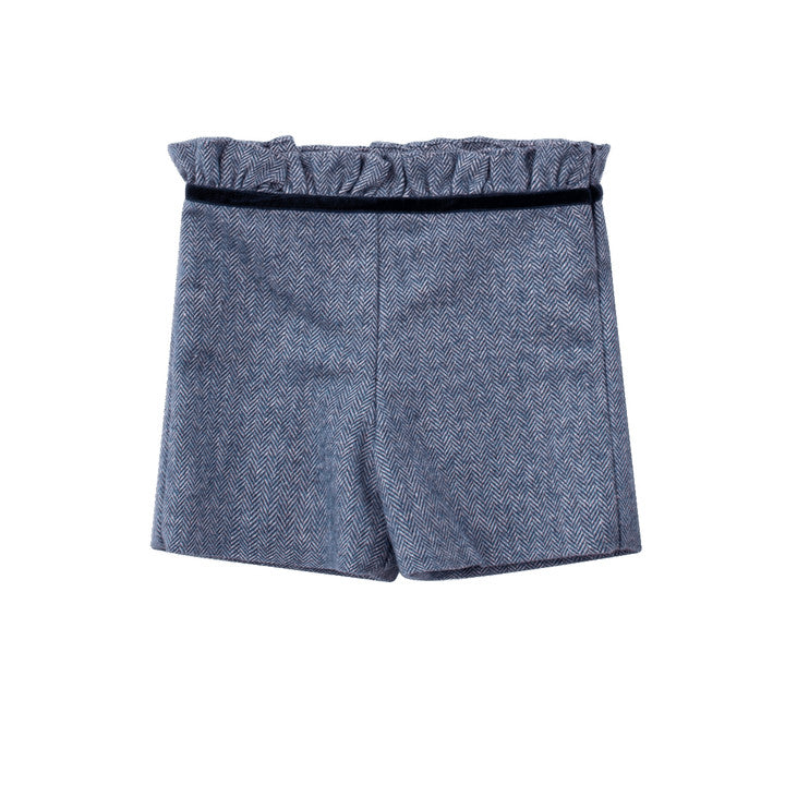 Salomé, short en laine chevronné marine