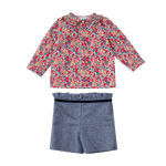 Short en laine chevronné marine