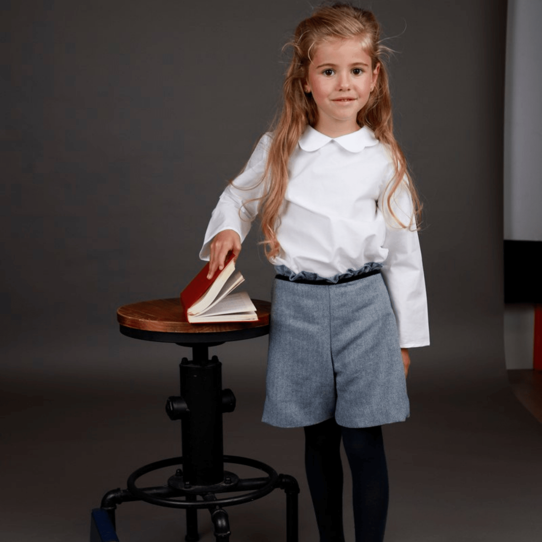 Short en laine chevronné marine