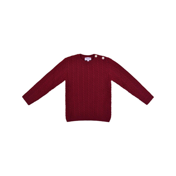Simon, Cable sweater 100% merinos wool, Burgundy