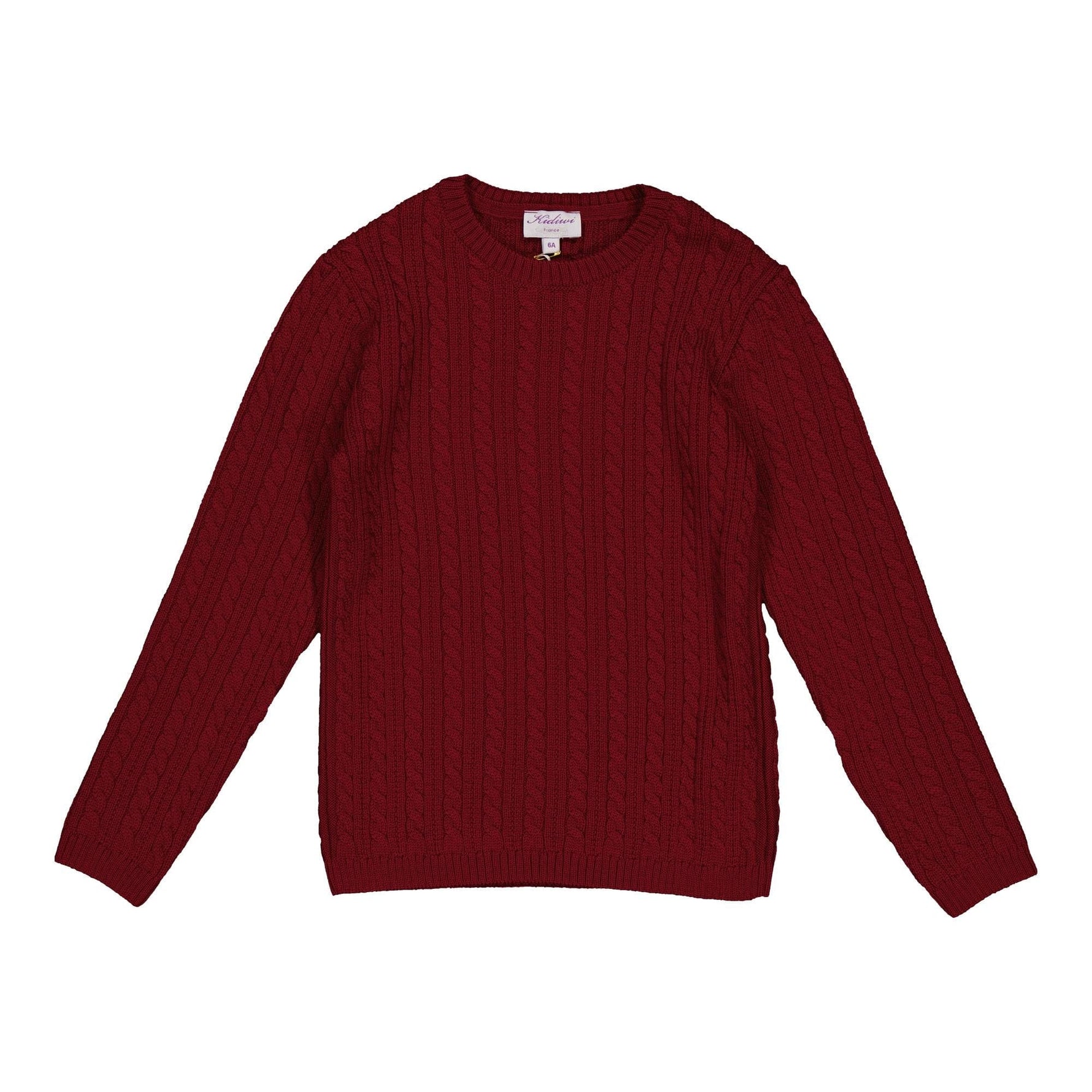 Simon, Cable sweater 100% merinos wool, Burgundy