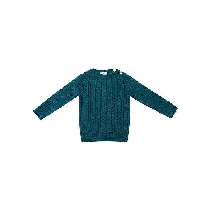 Simon, Cable sweater 100% merinos wool, Emerald