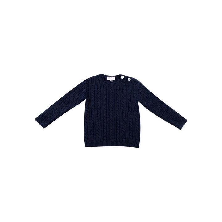 Simon, Cable sweater 100% merinos wool, Navy