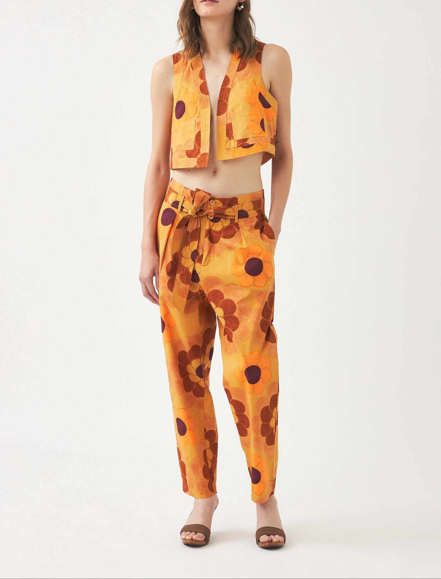 Gilet court sans manches imprimé Suny