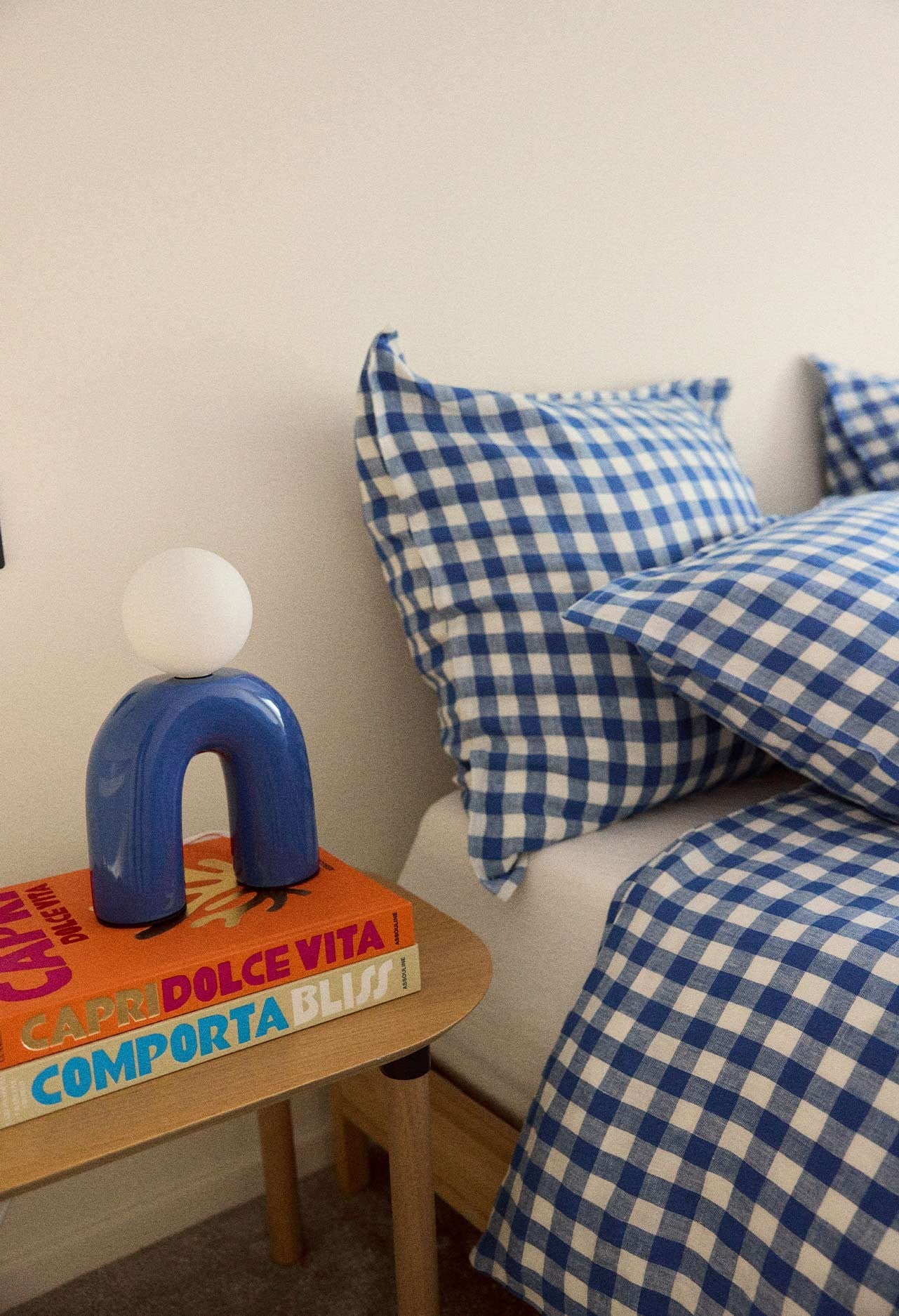 Taie D'Oreiller En Lin Vichy Xl Bleu 50 X 75 Cm