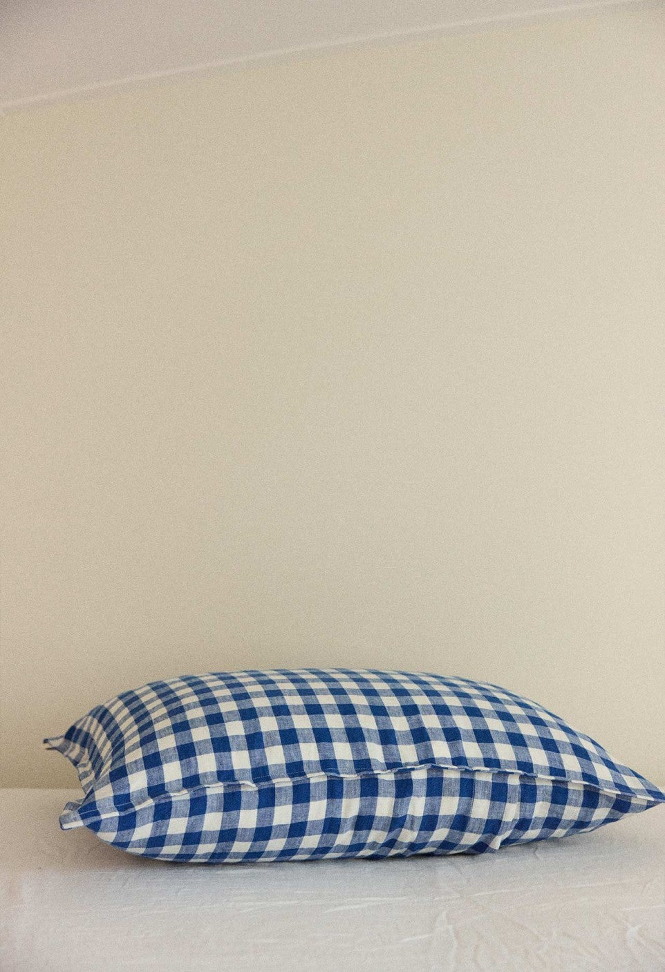 Taie D'Oreiller En Lin Vichy Xl Bleu 50 X 75 Cm