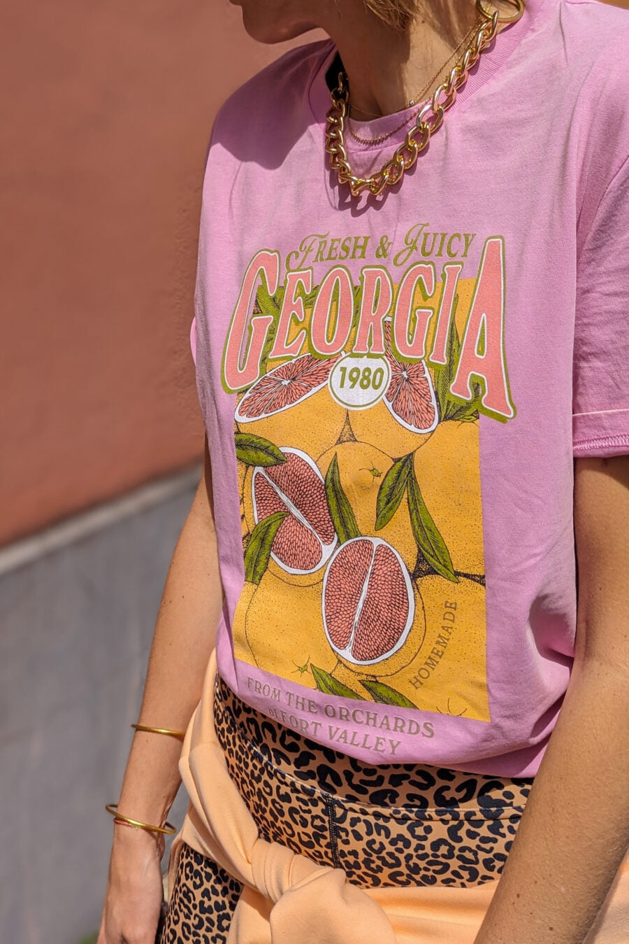 Tee Shirt Pink Délavé Personnalisable Georgia