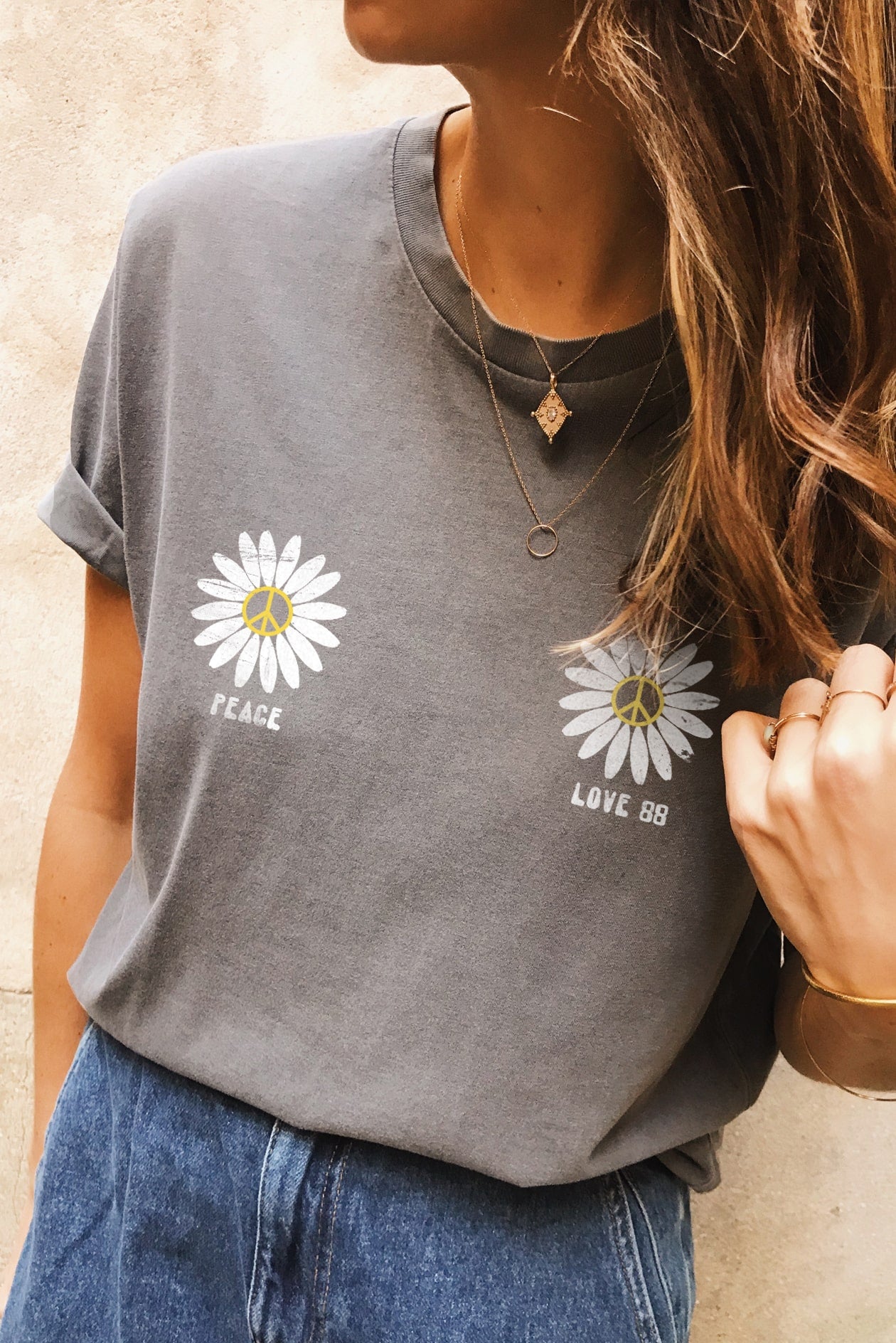 Tshirt Light Grey Délavé Personnalisable Daisy