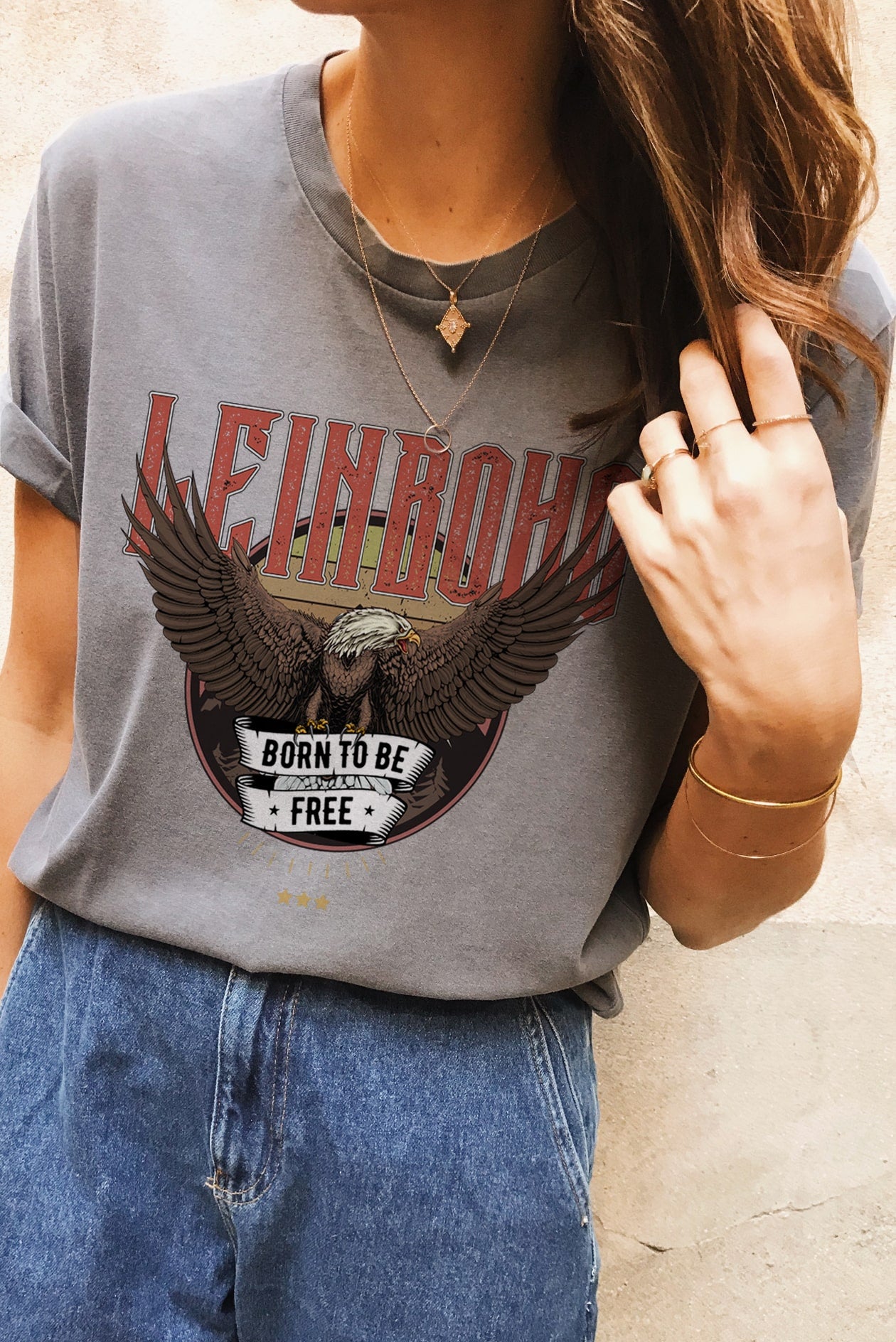 Tshirt Light Grey Délavé Personnalisable Eagle