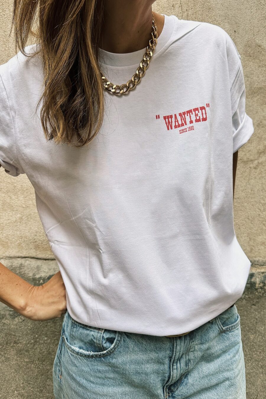 Tshirt Blanc Personnalisable Wanted