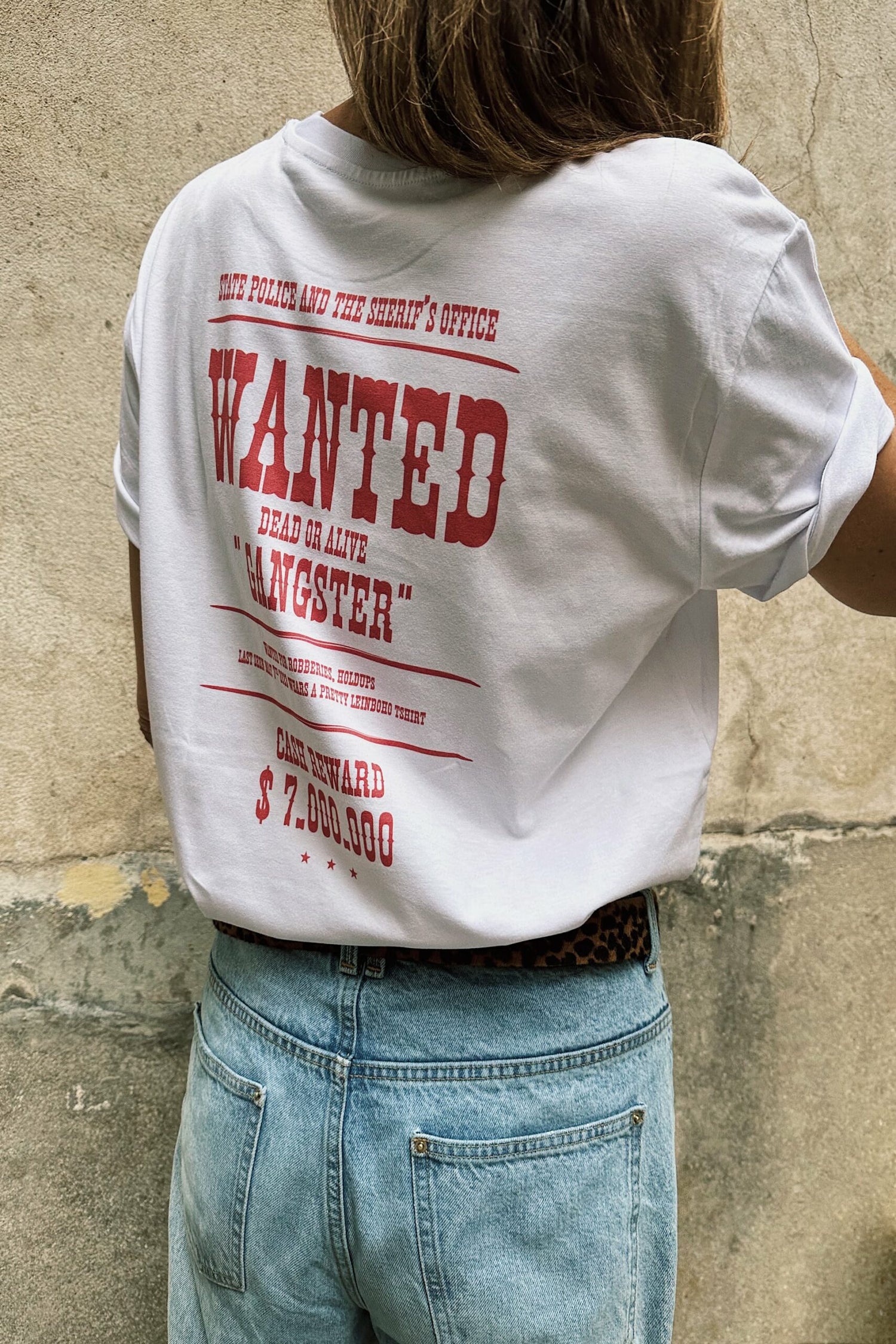 Tshirt Blanc Personnalisable Wanted
