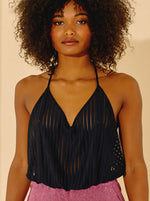 Top Dos Noué Stripes Game Rayé