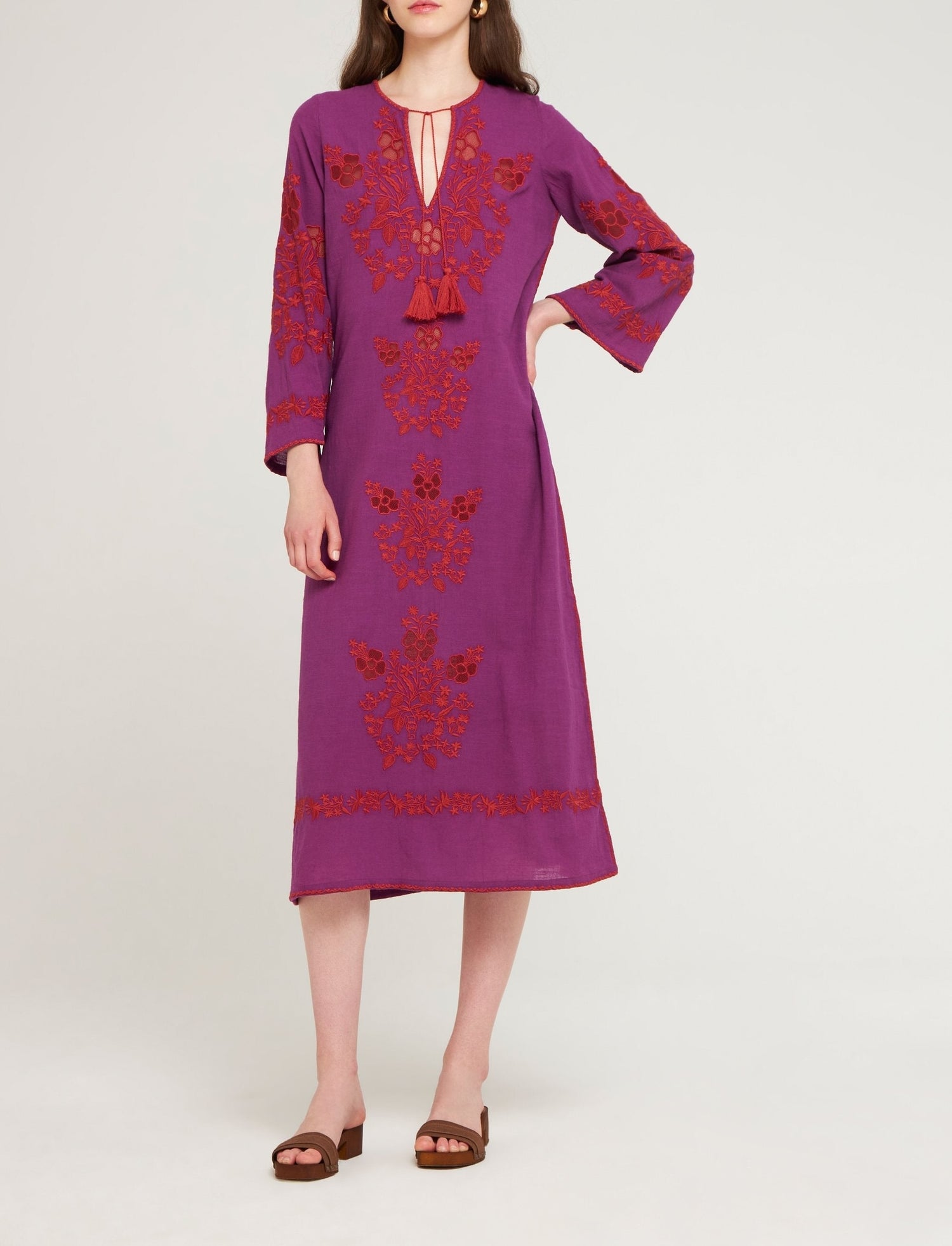 Robe longue brodée Vani