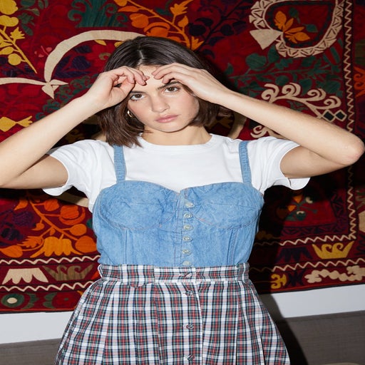 Mini top en jean à bretelles
