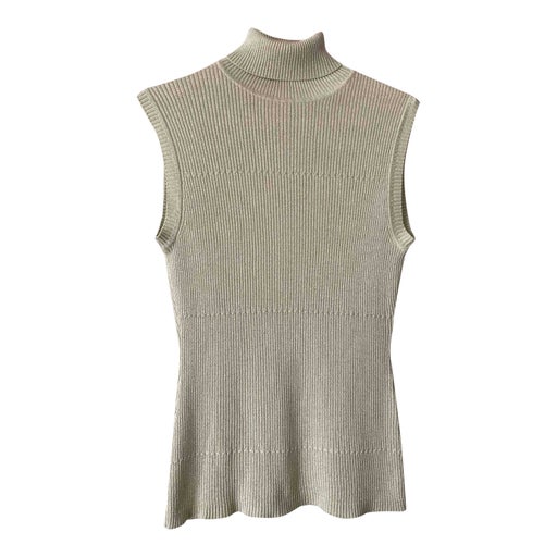 Pull sans manches en soie et lurex