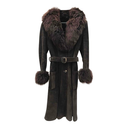Manteau en daim et fourrure