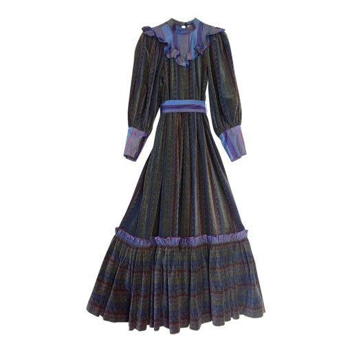 Robe en soie et velours 70's