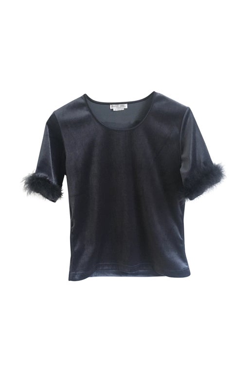 Top en velours et plumes