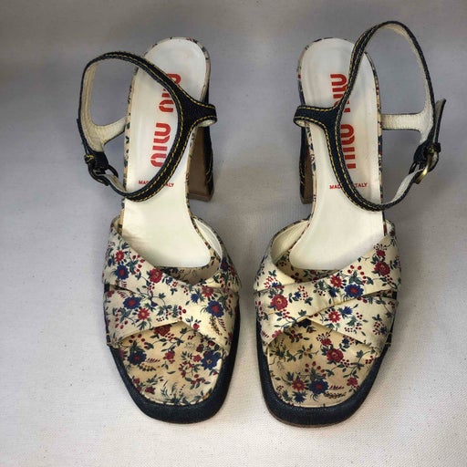 Sandales Miu Miu fleurs et denim pour femme Imparfaite