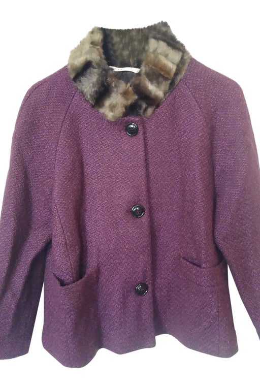 Veste en laine et fausse fourrure