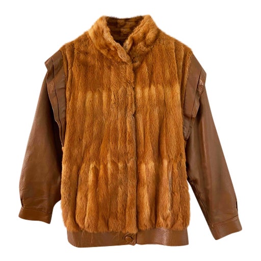 Blouson en cuir et fourrure