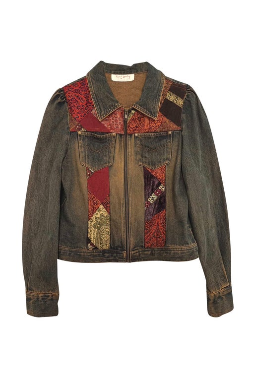 Veste en jean patchwork