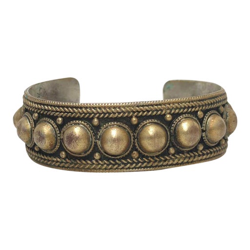 Bracelet manchette en métal doré