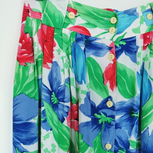 Vinta floral-print button-down skirt