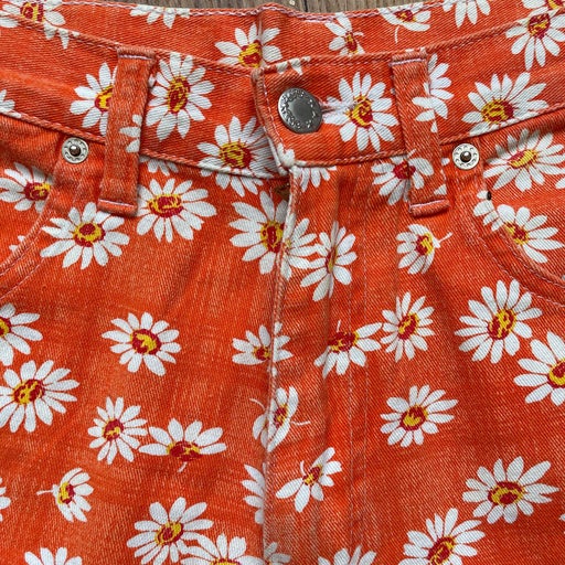 High waist shorts in soft orange denim w