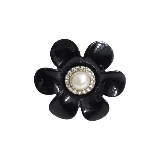 Large flower ring in silver metal