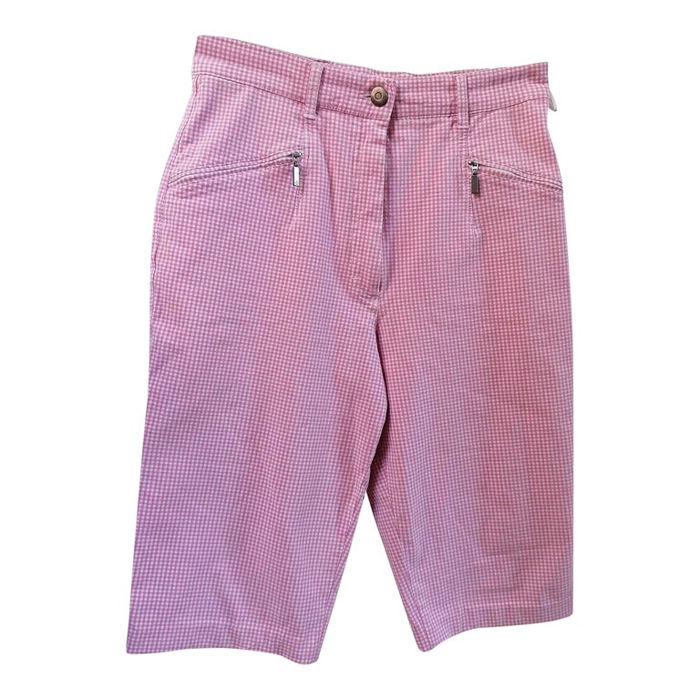 Vintag pink and white gingham Bermuda shorts