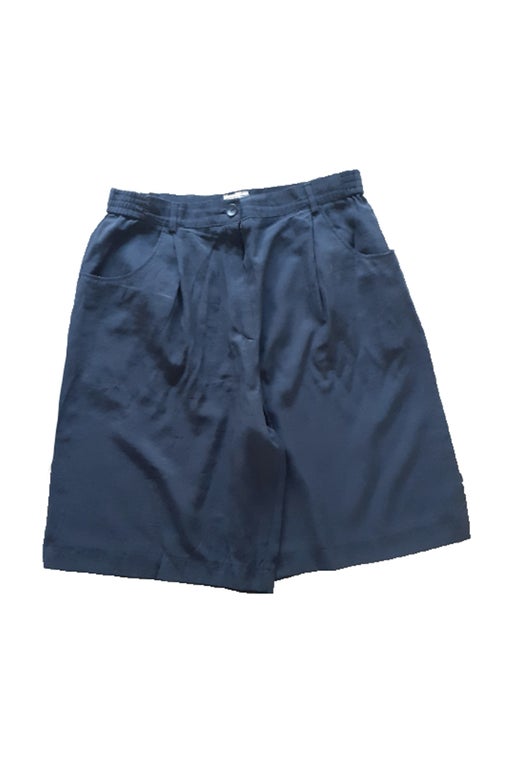 Black viscose and polyester Bermuda shorts
