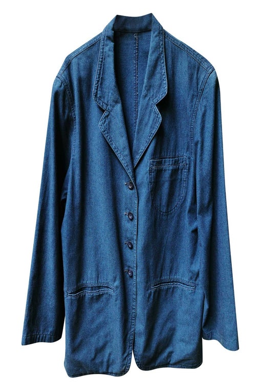 Straight jacket in blue cotton from