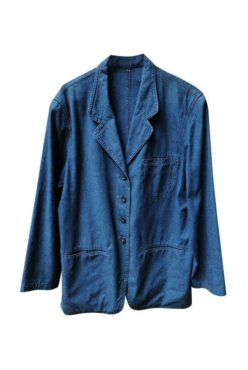 Straight jacket in blue cotton from