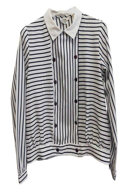 Double-breasted striped blouse