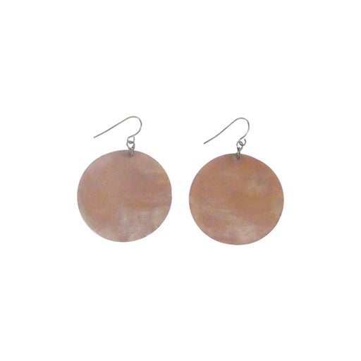 Round brown mother-of-pearl earrings
