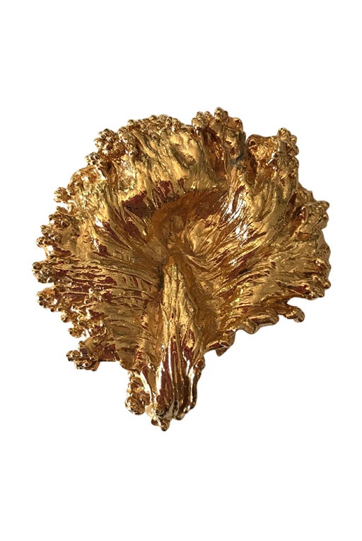 Gold-tone textured leaf brooch