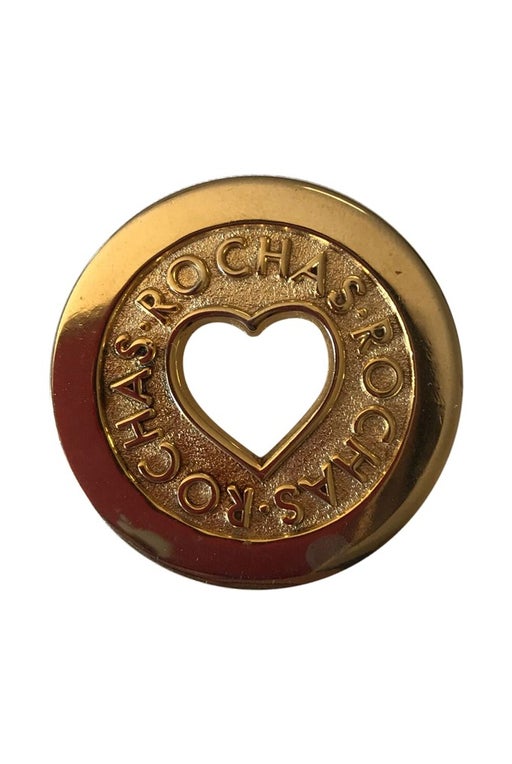 Rochas round brooch in gold metal with h