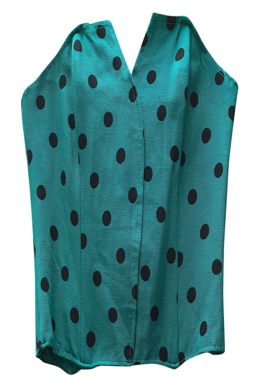 Blue-green bustier with black polka dots 14/18, bo