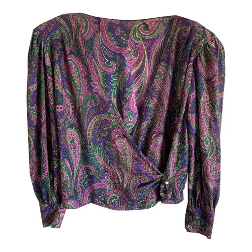Glittery wrap-over top with shoulder pad