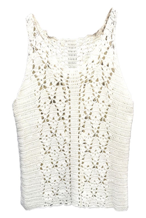 Ecru crochet top with openwork details, 