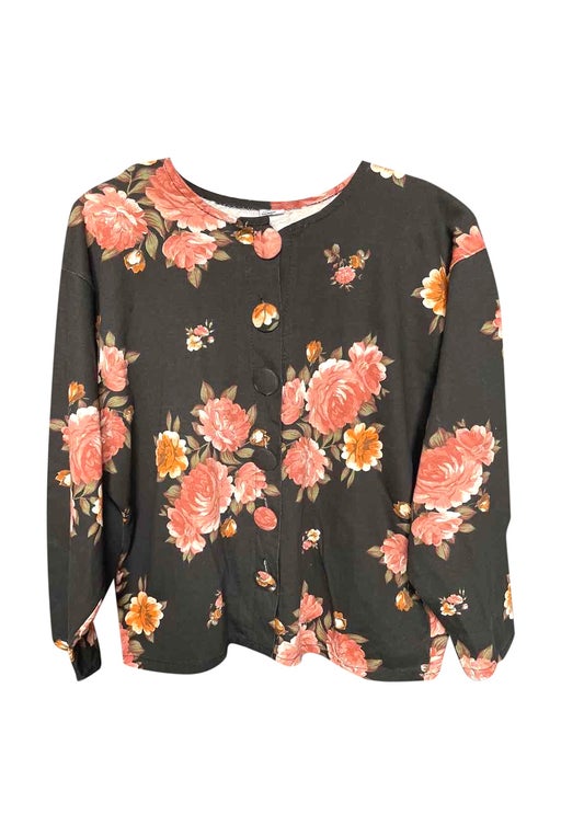 Rather short floral cotton cardigan.