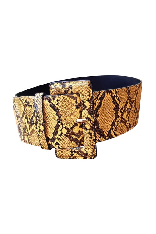 golden yellow faux snake belt ...