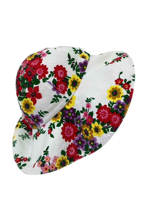 70s cotton hat with flowers