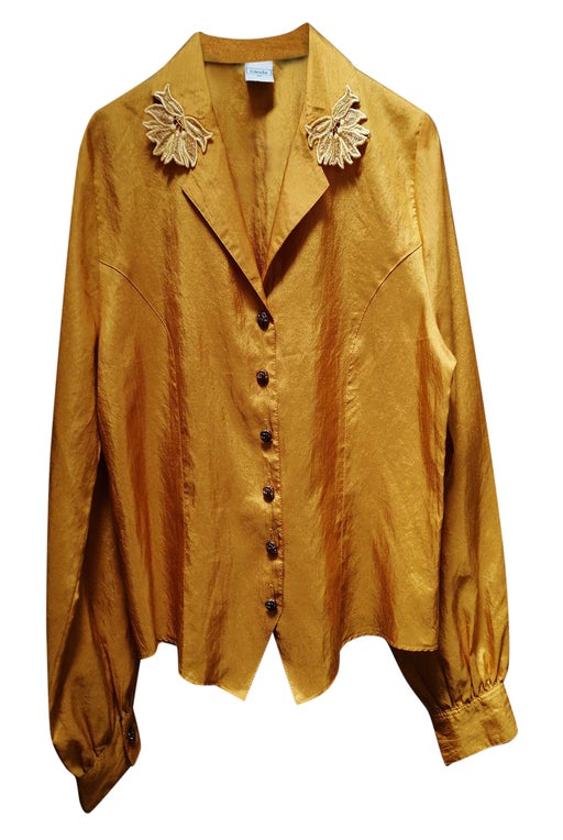 80s blouse, gold / orange color