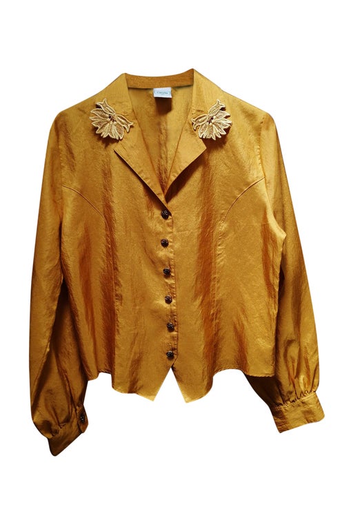 80s blouse, gold / orange color