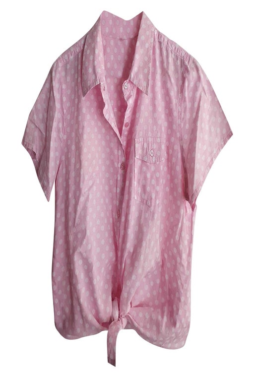 cotton shirt with rounded polka dots on 