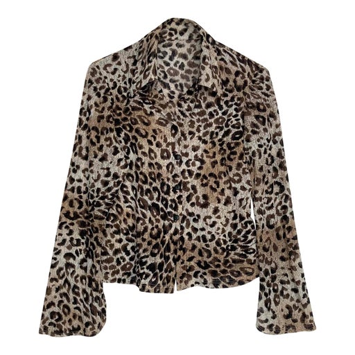 Semi transparent leopard elastane shirt