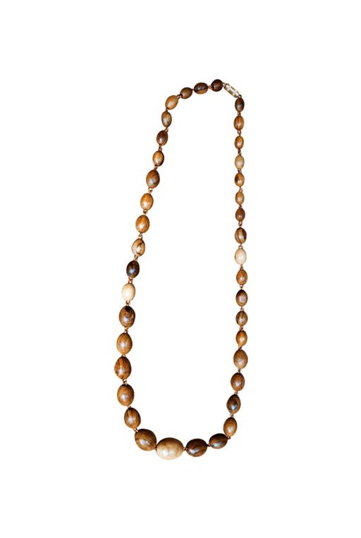 wooden necklace, olive wood beads